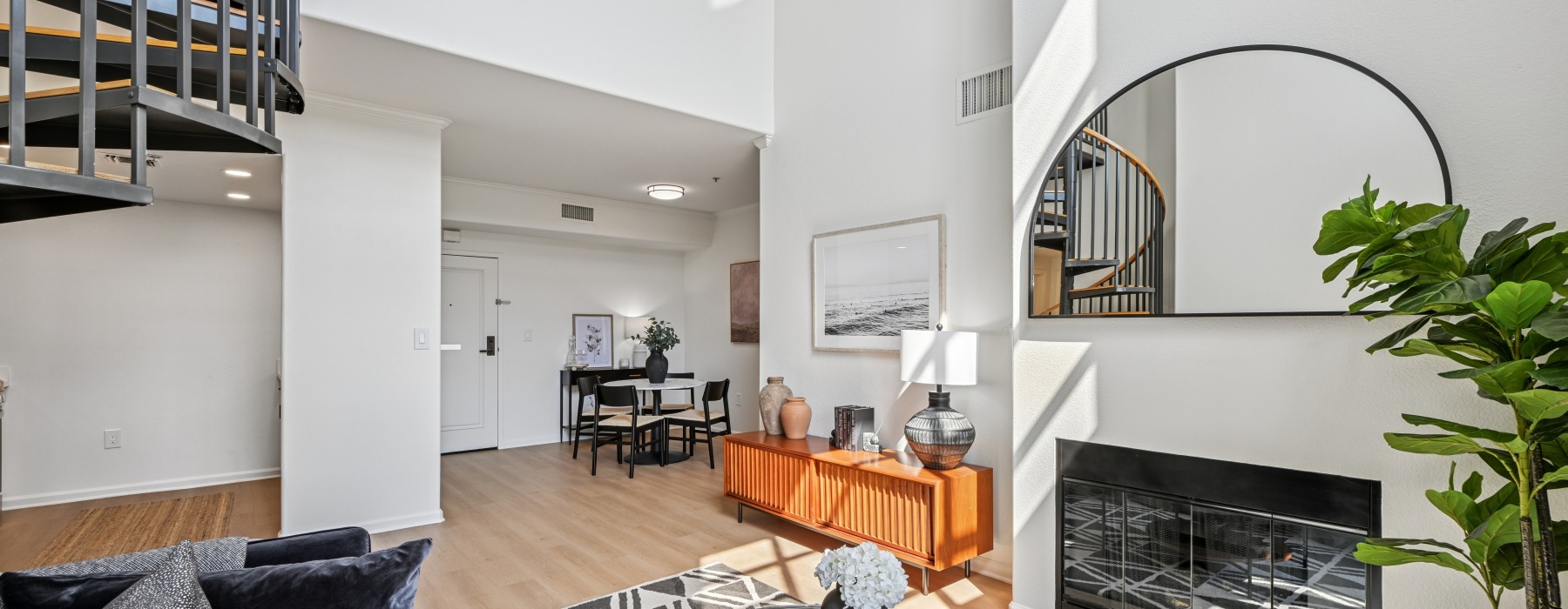 Bright and spacious living area in our renovated apartments homes.