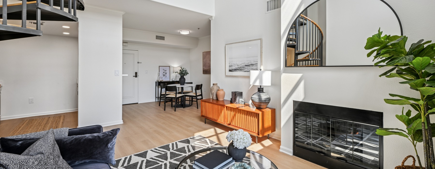 Bright and spacious living area in our renovated apartments homes.